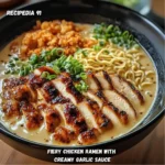 Fiery Chicken Ramen with Creamy Garlic Sauce