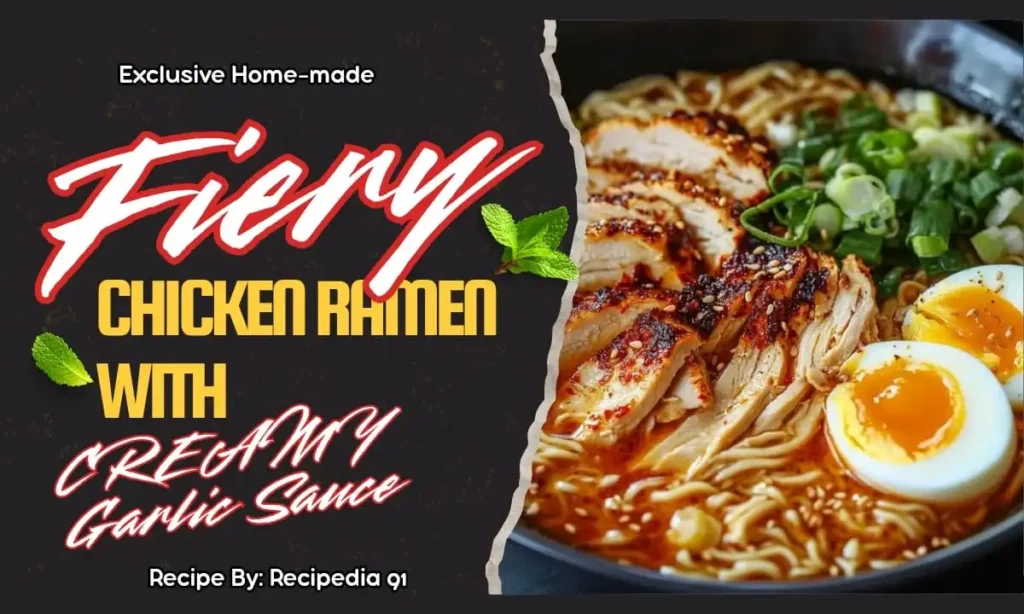 Fiery Chicken Ramen with Creamy Garlic Sauce Recipe