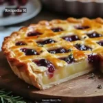 Goumi Berry Pie - A finished pie closeup image.