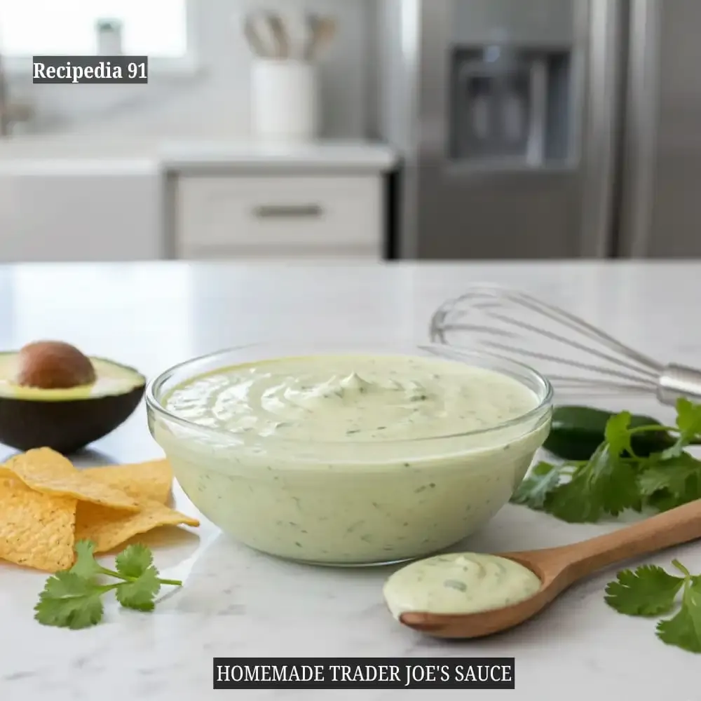 Homemade Trader Joe’s Jalapeño Sauce - A perfectly finish sauce on my kitchen table.