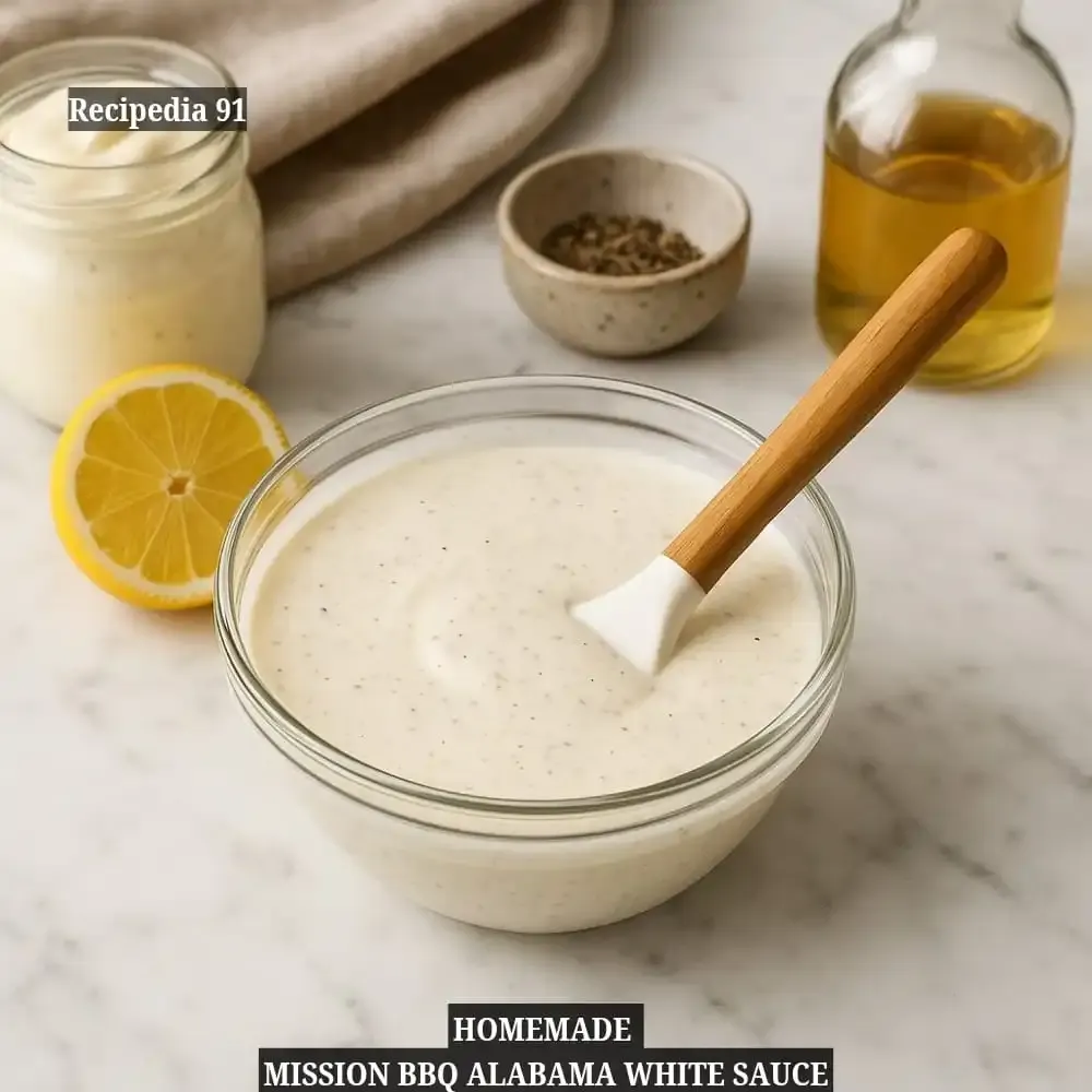 Homemade Mission BBQ Alabama White Sauce - A finished sauce in the bowl.