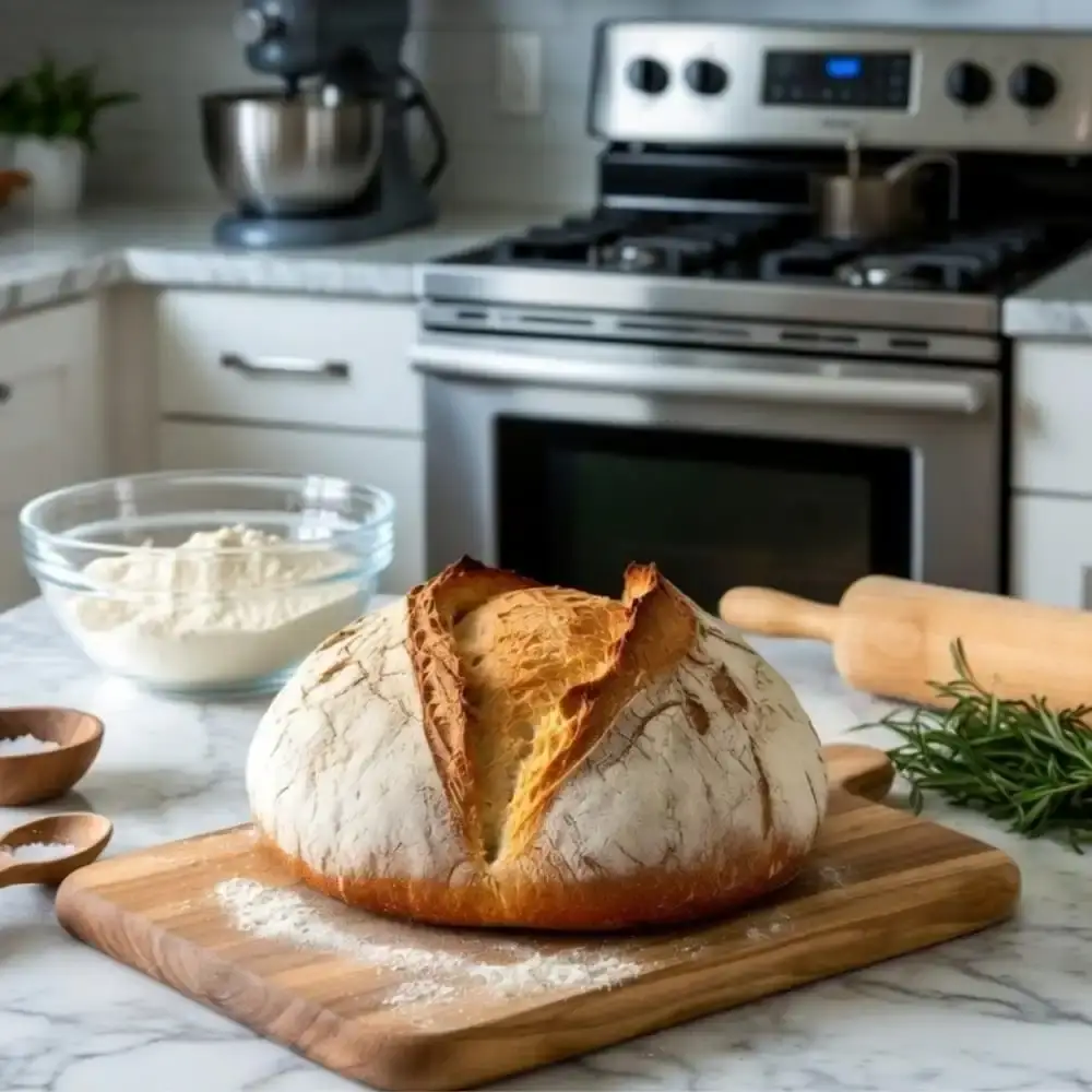 Homemade Outdoor Boys Bread - Perfectly baked bred on my kitchen table