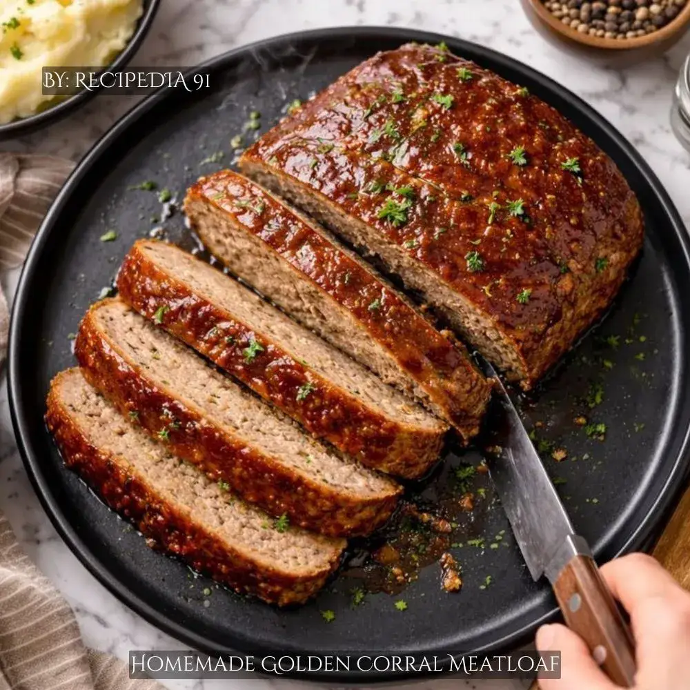 Homemade Golden Corral Meatloaf - A perfectly made meatloaf on my kitchen table.