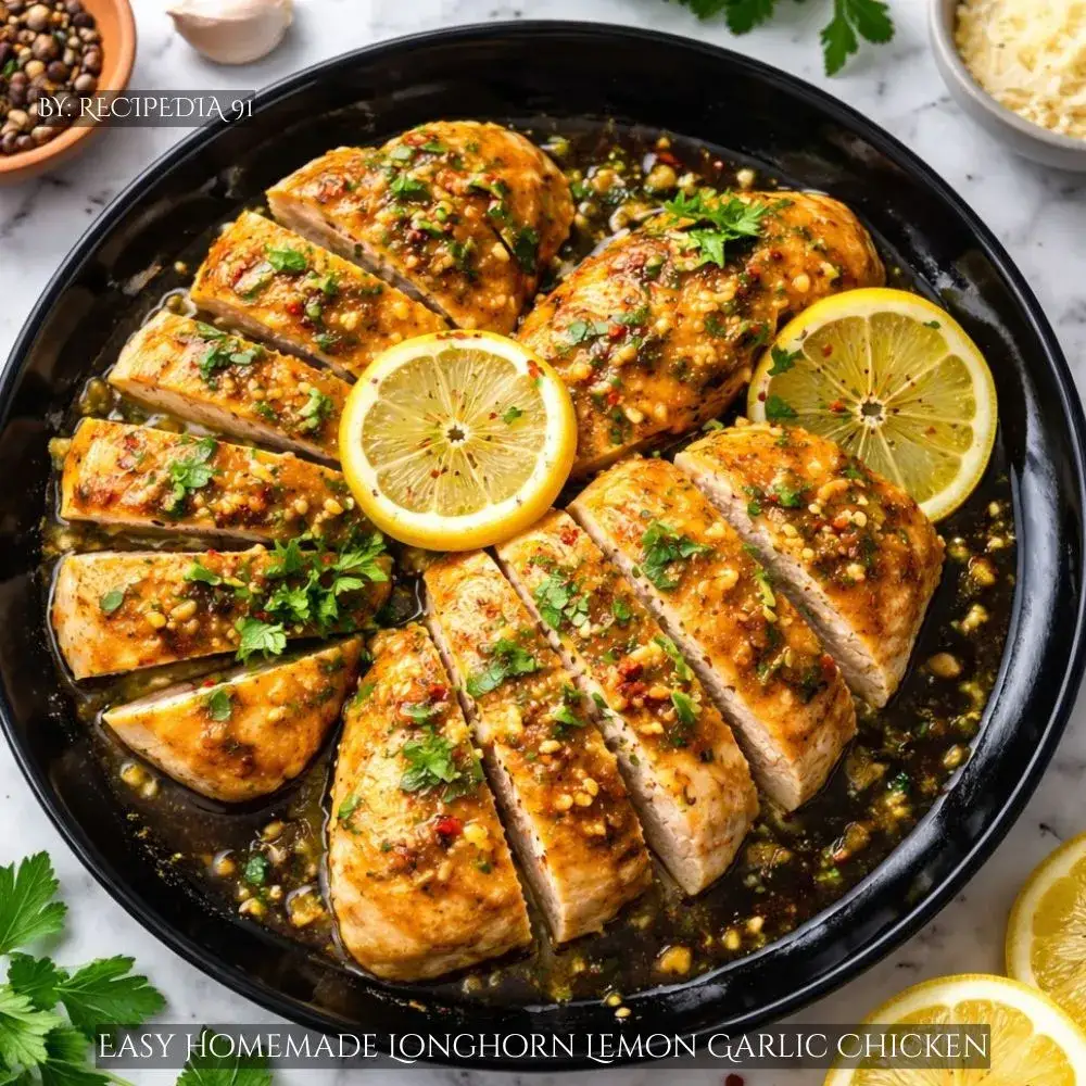 Homemade Longhorn Lemon Garlic Chicken - A perfectly made dish on my kitchen table