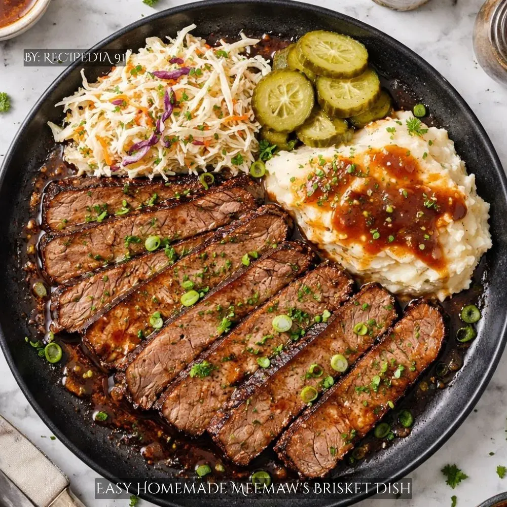 Homemade Meemaw's Brisket - A perfectly made dish on the table