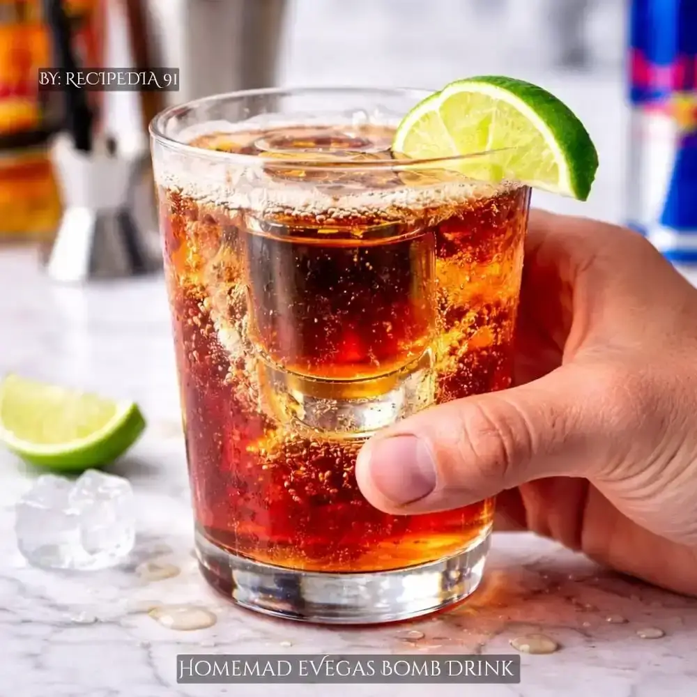 Homemade Vegas Bomb Recipe - A perfectly made drink on my kitchen table.