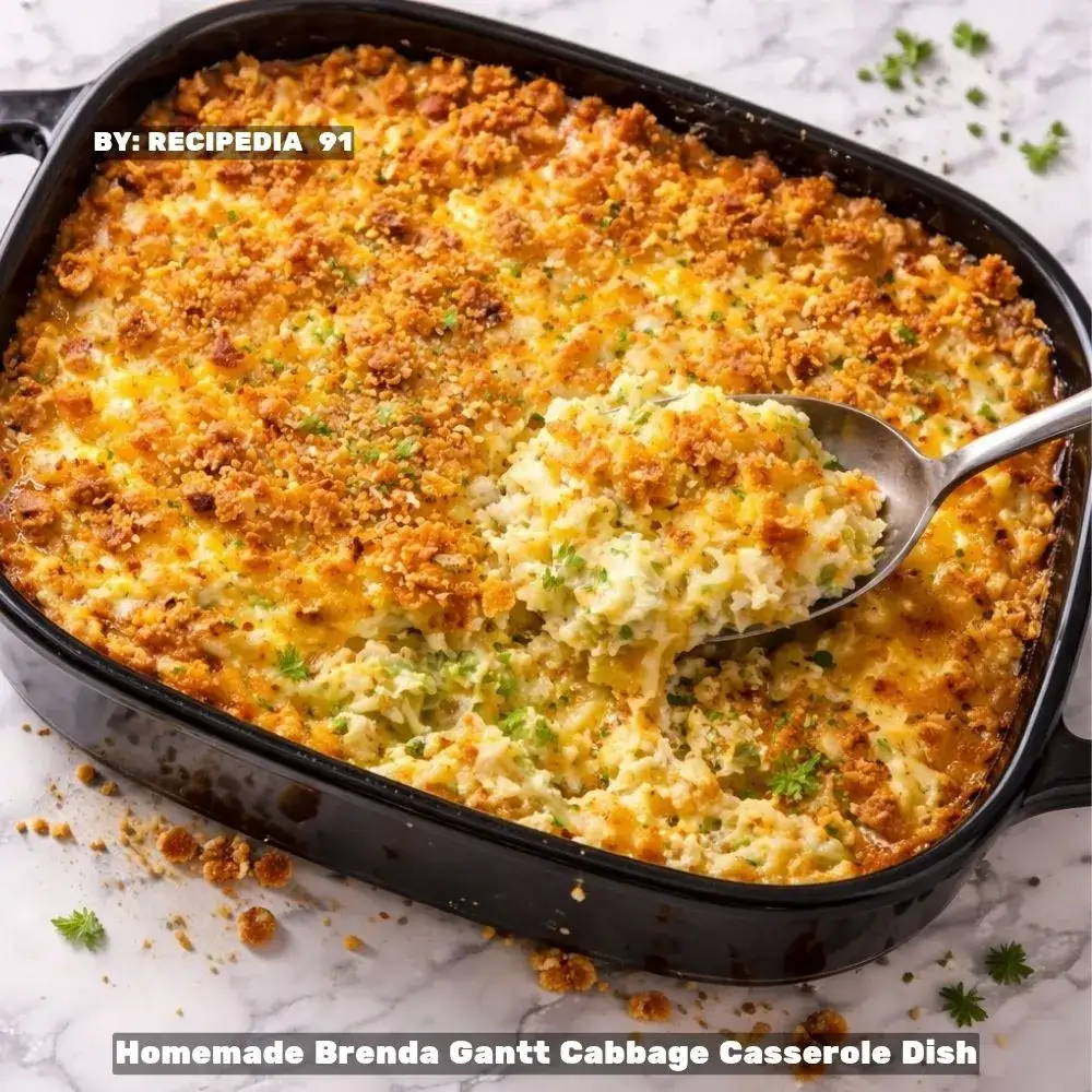 Homemade Brenda Gantt Cabbage Casserole - A perfectly made recipe on my kitchen table.